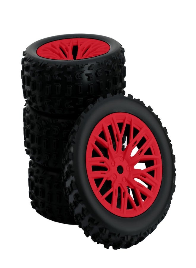POLANTA 4Pcs RC Wheels and Tires for Arrma 1/18 Typhon Grom RC Crawler Car (Red) - Image 3